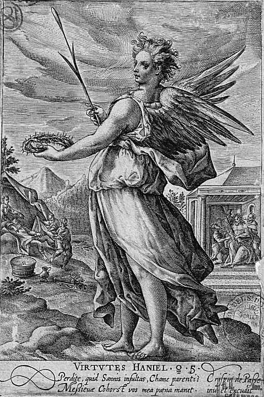 大天使ハニエル：クリスペイン・デ・パッセによる作品（1575年頃）