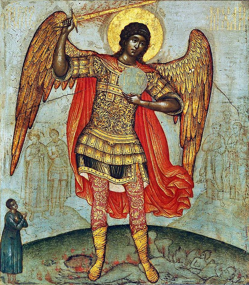 大天使ミカエル：シモン・ウシャコフ作「大天使ミハイルと悪魔」（1676年）