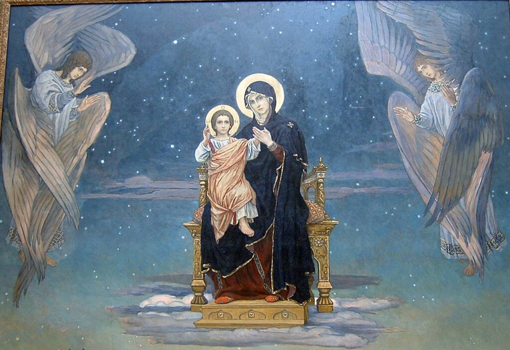熾天使（セラフィム）：ヴィクトル・ヴァスネツォフ作の絵画（1901年）イエスとマリアと共に描かれた熾天使